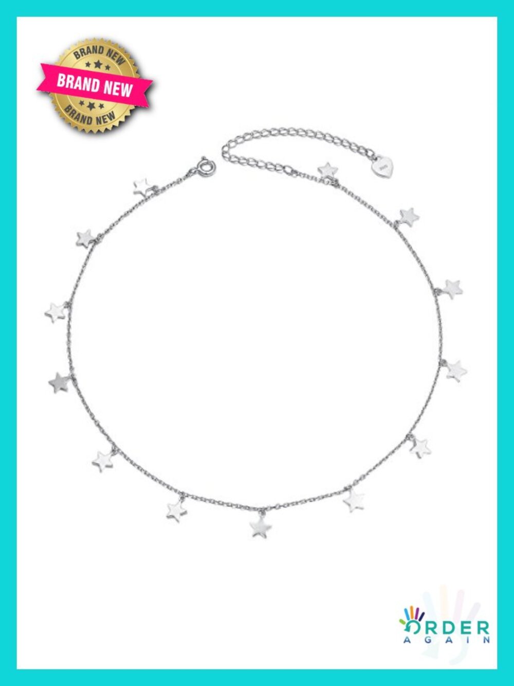 S925 Sterling Silver Star Choker Necklace Rolo Chain Gift